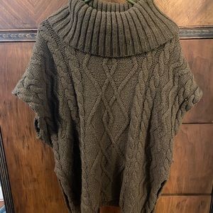Olive green Cowl Neck Poncho